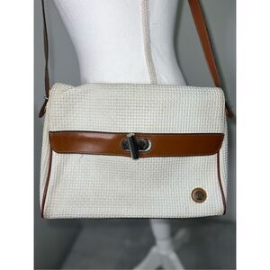 Women’s Woven Italian Crossbody Purse Bag White-Brown